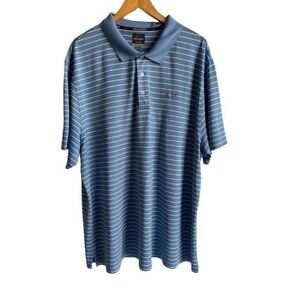 Greg Norman for Tasso Elba Five Iron 3XL  Light Blue White Striped Golf Polo Shi